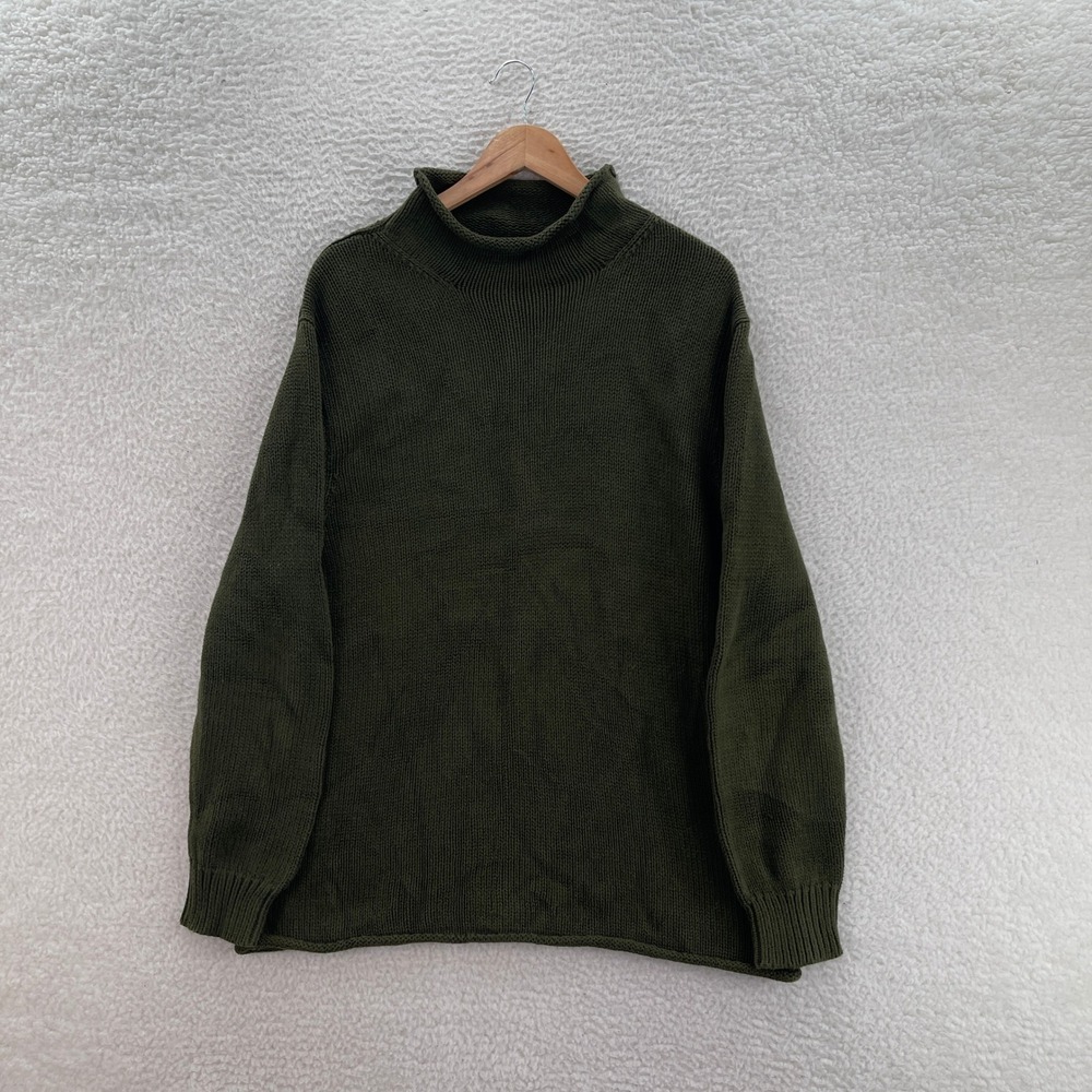 J Crew Sweater Mens M Olive Green Roll Neck Oarsman Preppy Outdoor Gorpcore